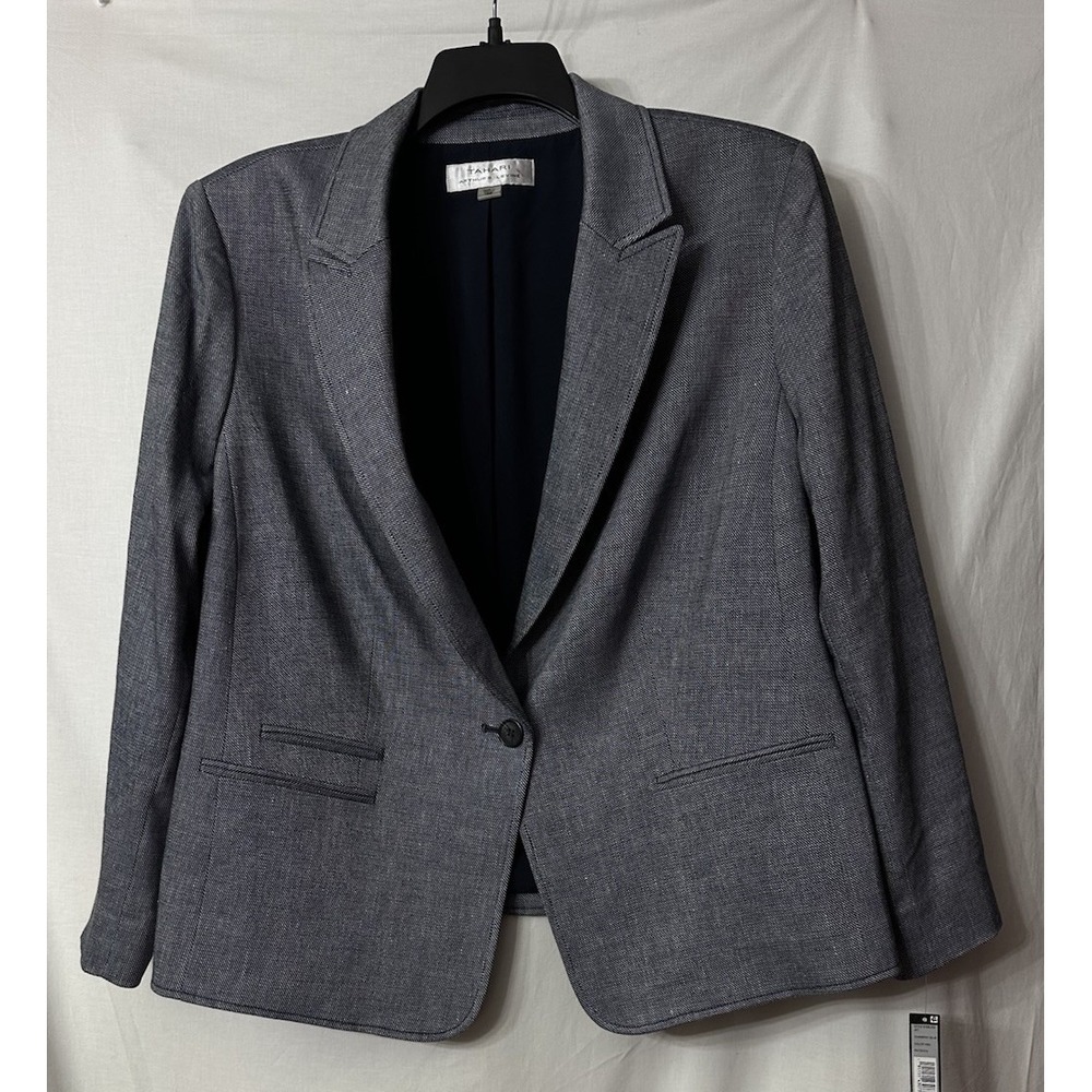 NWT Tahari Arthur S. Levine Womens Linen‎ Blend Blue Dress Blazer Plus Size 18W